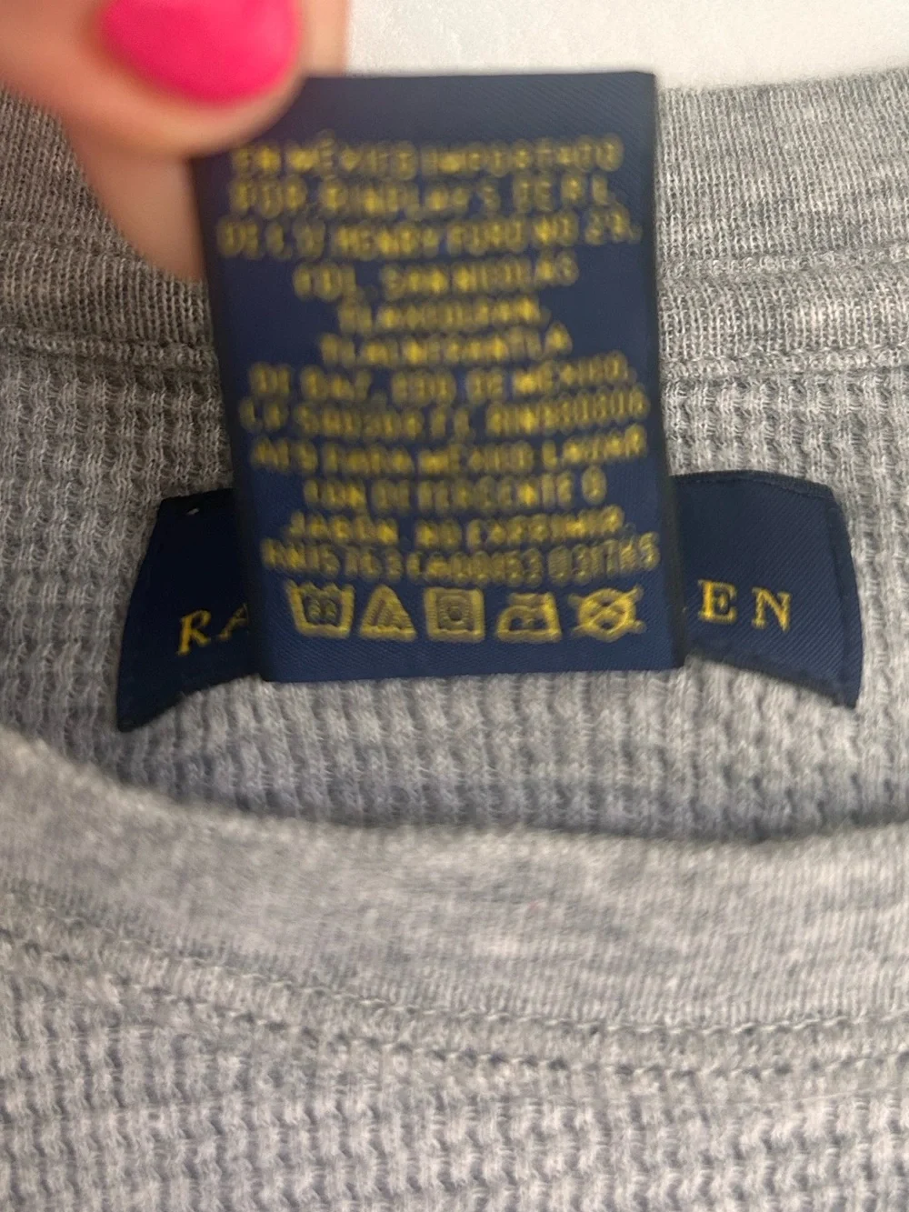 Polo Ralph Lauren Men’s Waffle Weave Thermal Long Sleeve Shirt Gray Large